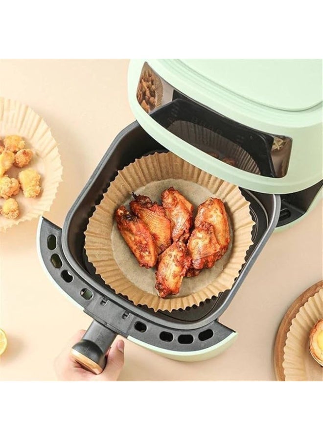 مجموعة اطباق ورق ايرفراير مدور مقاومة للماء، قابلة لاعادة الاستخدام، مناسبة للمخبوزات والطعام المقلي والاستخدام في الميكروويف مقاس 20سم الباكيت 100 ورقة K - Image 1